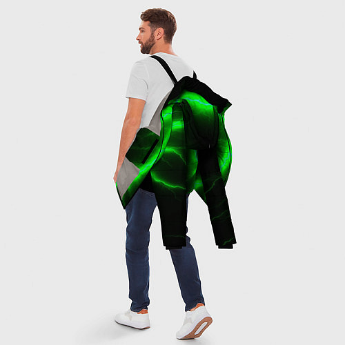 Мужская зимняя куртка Зеленый разряд молнии / 3D-Светло-серый – фото 5