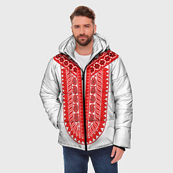Куртка зимняя мужская Красная славянская вышиванка, цвет: 3D-черный — фото 2