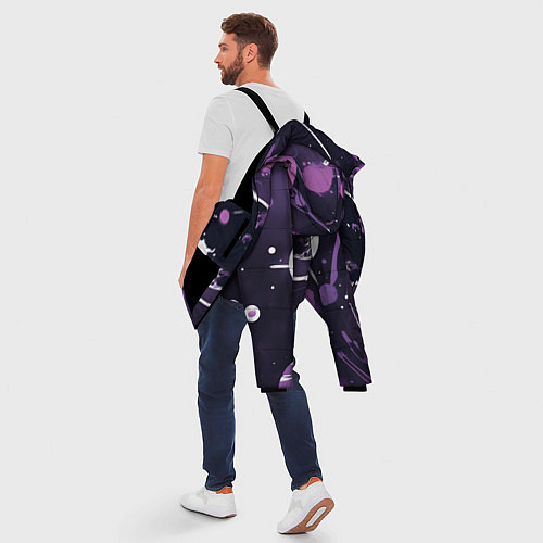 Мужская зимняя куртка Фиолетовый космос - нейросеть / 3D-Черный – фото 5