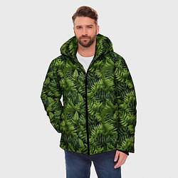 Куртка зимняя мужская Листья папоротника паттерн, цвет: 3D-черный — фото 2