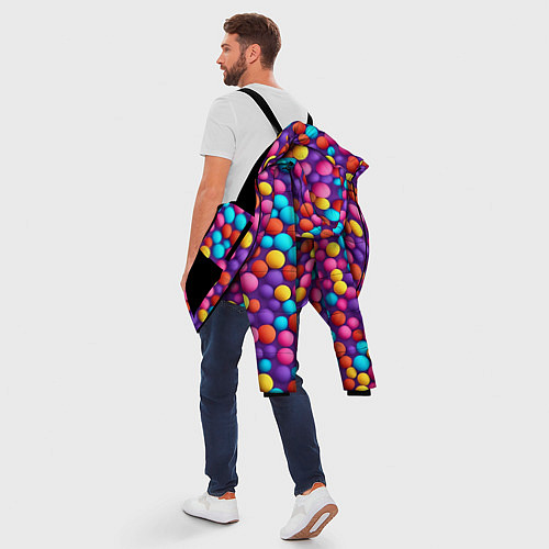Мужская зимняя куртка Паттерн разноцветные шарики - нейросеть / 3D-Черный – фото 5