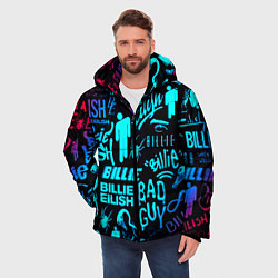 Куртка зимняя мужская Billie Eilish neon pattern, цвет: 3D-светло-серый — фото 2