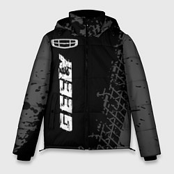 Куртка зимняя мужская Geely speed на темном фоне со следами шин: по-верт, цвет: 3D-черный