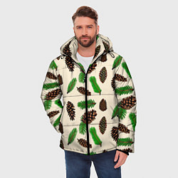 Куртка зимняя мужская Зимний узор - еловые ветки и шишки, цвет: 3D-светло-серый — фото 2