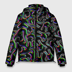 Куртка зимняя мужская Ъуъ съука глитч паттерн, цвет: 3D-светло-серый
