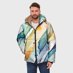 Куртка зимняя мужская Цветный акварельные мазки - нейросеть, цвет: 3D-черный — фото 2
