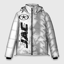 Куртка зимняя мужская JAC speed на светлом фоне со следами шин: по-верти, цвет: 3D-черный