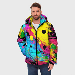 Куртка зимняя мужская Цветная абстракция - живопись, цвет: 3D-красный — фото 2