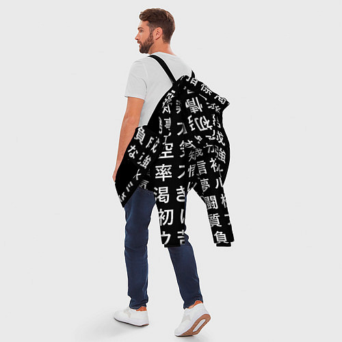 Мужская зимняя куртка Сто иероглифов на черном фоне / 3D-Черный – фото 5