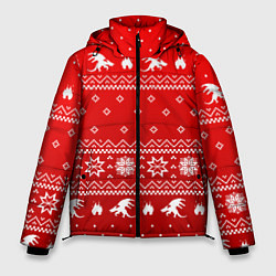 Куртка зимняя мужская Свитер с драконами - паттерн, цвет: 3D-красный