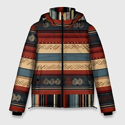 Куртка зимняя мужская Этнический принт в полоску, цвет: 3D-красный