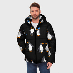 Куртка зимняя мужская Веселая семья пингвинов, цвет: 3D-красный — фото 2