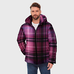 Куртка зимняя мужская Фиолетовая шотландская клетка, цвет: 3D-черный — фото 2