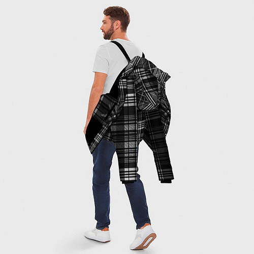 Мужская зимняя куртка Черно-белая шотландская клетка / 3D-Черный – фото 5