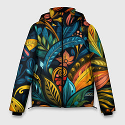 Куртка зимняя мужская Растительный узор в бразильском стиле, цвет: 3D-красный
