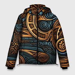 Куртка зимняя мужская Паттерн в викингском стиле, цвет: 3D-черный