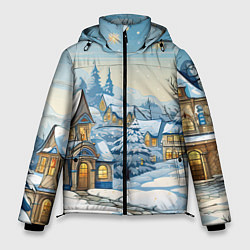 Мужская зимняя куртка Новогодний город иллюстрация