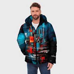 Куртка зимняя мужская Городская абстракция, цвет: 3D-красный — фото 2