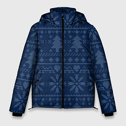 Куртка зимняя мужская Зимние узоры в скандинавском стиле, цвет: 3D-черный