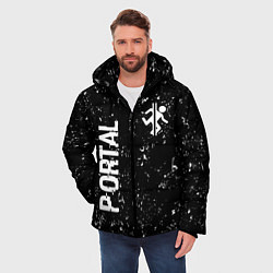 Куртка зимняя мужская Portal glitch на темном фоне вертикально, цвет: 3D-черный — фото 2