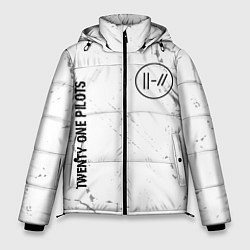 Куртка зимняя мужская Twenty One Pilots glitch на светлом фоне вертикаль, цвет: 3D-черный