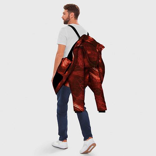 Мужская зимняя куртка Красные черепа и кости / 3D-Черный – фото 5