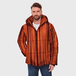 Куртка зимняя мужская Абстрактные полосы красно-оранжевый, цвет: 3D-черный — фото 2