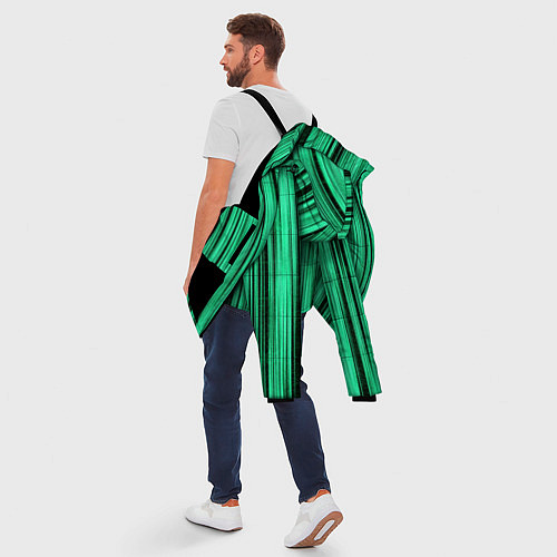 Мужская зимняя куртка Абстракция полосы зелёные / 3D-Черный – фото 5