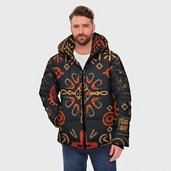 Куртка зимняя мужская Орнамент в славянском стиле, цвет: 3D-красный — фото 2