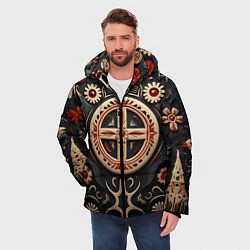 Куртка зимняя мужская Орнамент в славянской стилистике, цвет: 3D-красный — фото 2