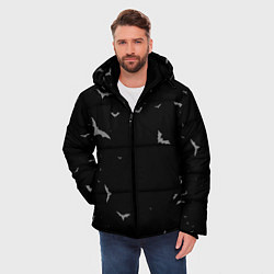 Куртка зимняя мужская Летучие мыши на черном небе, цвет: 3D-светло-серый — фото 2