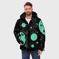 Куртка зимняя мужская Чёрно-мятный космос от нейросети, цвет: 3D-светло-серый — фото 2