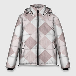 Куртка зимняя мужская Геометрический светло коричневый узор квадраты, цвет: 3D-красный