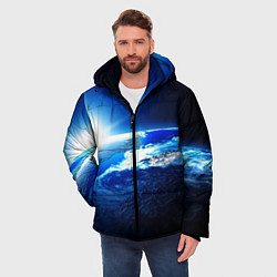 Куртка зимняя мужская Восход солнца в космосе, цвет: 3D-светло-серый — фото 2