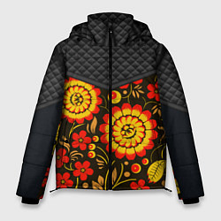 Куртка зимняя мужская Хохлома: ягоды-листья-цветы, цвет: 3D-красный