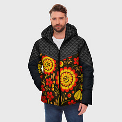 Куртка зимняя мужская Хохлома: ягоды-листья-цветы, цвет: 3D-красный — фото 2