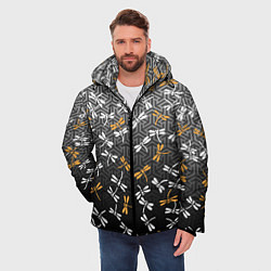 Куртка зимняя мужская Стрекозы поверх графики, цвет: 3D-черный — фото 2