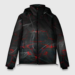 Куртка зимняя мужская Иллюстрация с дымом, цвет: 3D-красный