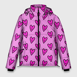 Куртка зимняя мужская Розовые сердечки каракули, цвет: 3D-светло-серый