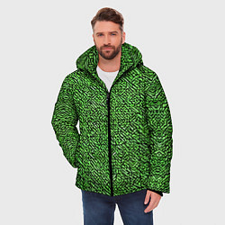 Куртка зимняя мужская Чёрные и зелёные мазки, цвет: 3D-светло-серый — фото 2