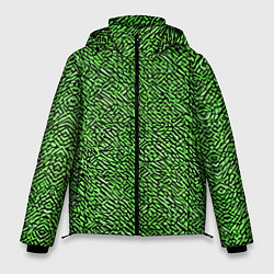 Куртка зимняя мужская Чёрные и зелёные мазки, цвет: 3D-красный