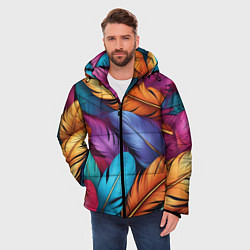 Куртка зимняя мужская Перья паттерн - нейросеть, цвет: 3D-светло-серый — фото 2