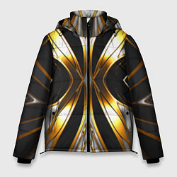 Куртка зимняя мужская Неоновый узор стальная бабочка, цвет: 3D-черный