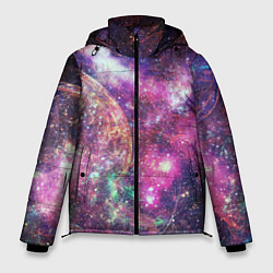 Куртка зимняя мужская Пурпурные космические туманности со звездами, цвет: 3D-светло-серый