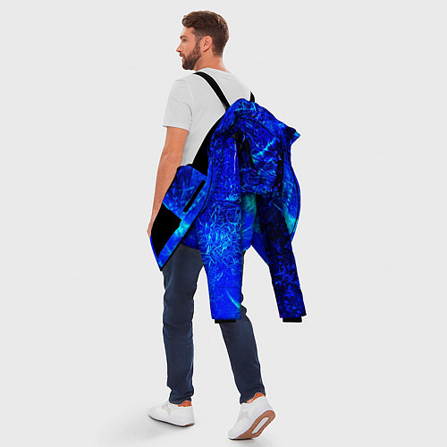 Мужская зимняя куртка Синий лёд и снежинки / 3D-Черный – фото 5