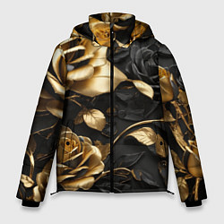 Куртка зимняя мужская Металлические розы золотые и черные, цвет: 3D-светло-серый