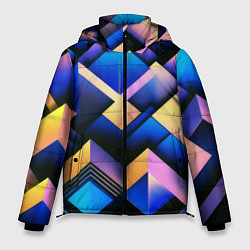 Куртка зимняя мужская Неоновые абстрактные горы, цвет: 3D-светло-серый