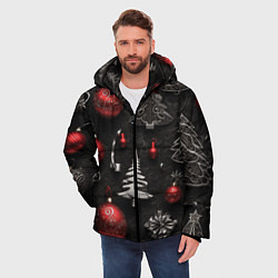 Куртка зимняя мужская Новогодние игрушки елочные, цвет: 3D-красный — фото 2