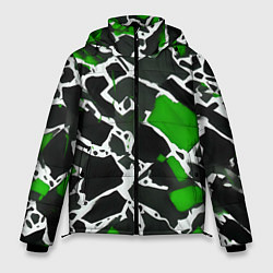 Куртка зимняя мужская Кляксы чёрные и зелёные, цвет: 3D-красный
