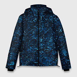 Куртка зимняя мужская Синие точки на чёрном фоне, цвет: 3D-светло-серый